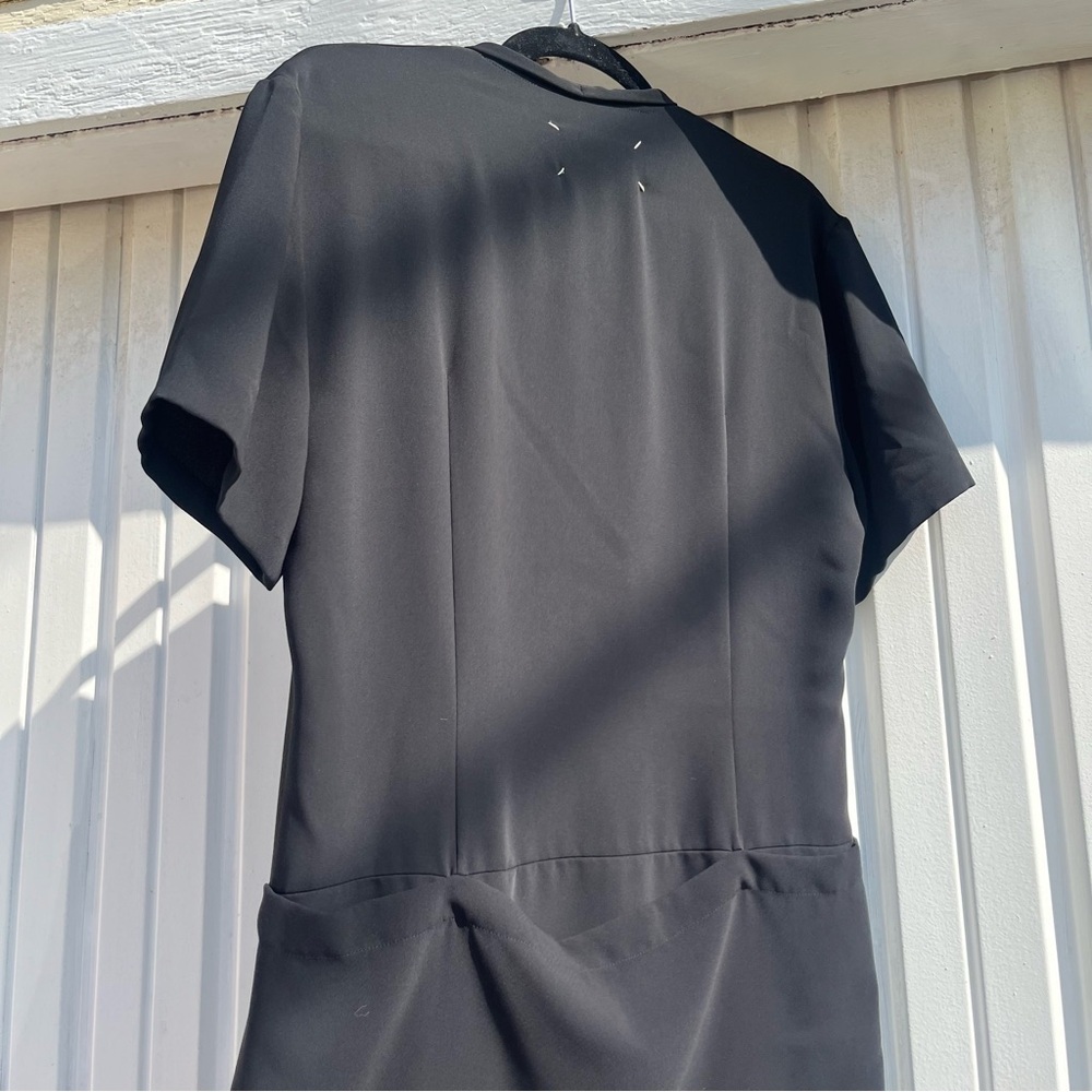 MAISON‎ MARTIN MARGIELA black short sleeve zip up pocket detail midi dress - Picture 4 of 12